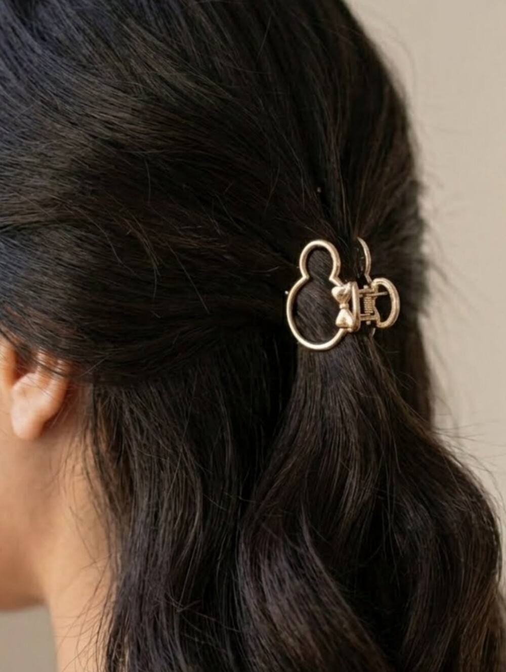 Minnie Mouse Inspired Gold Metal Bow Hair Claw Clip - Womenβs Hair Accessory